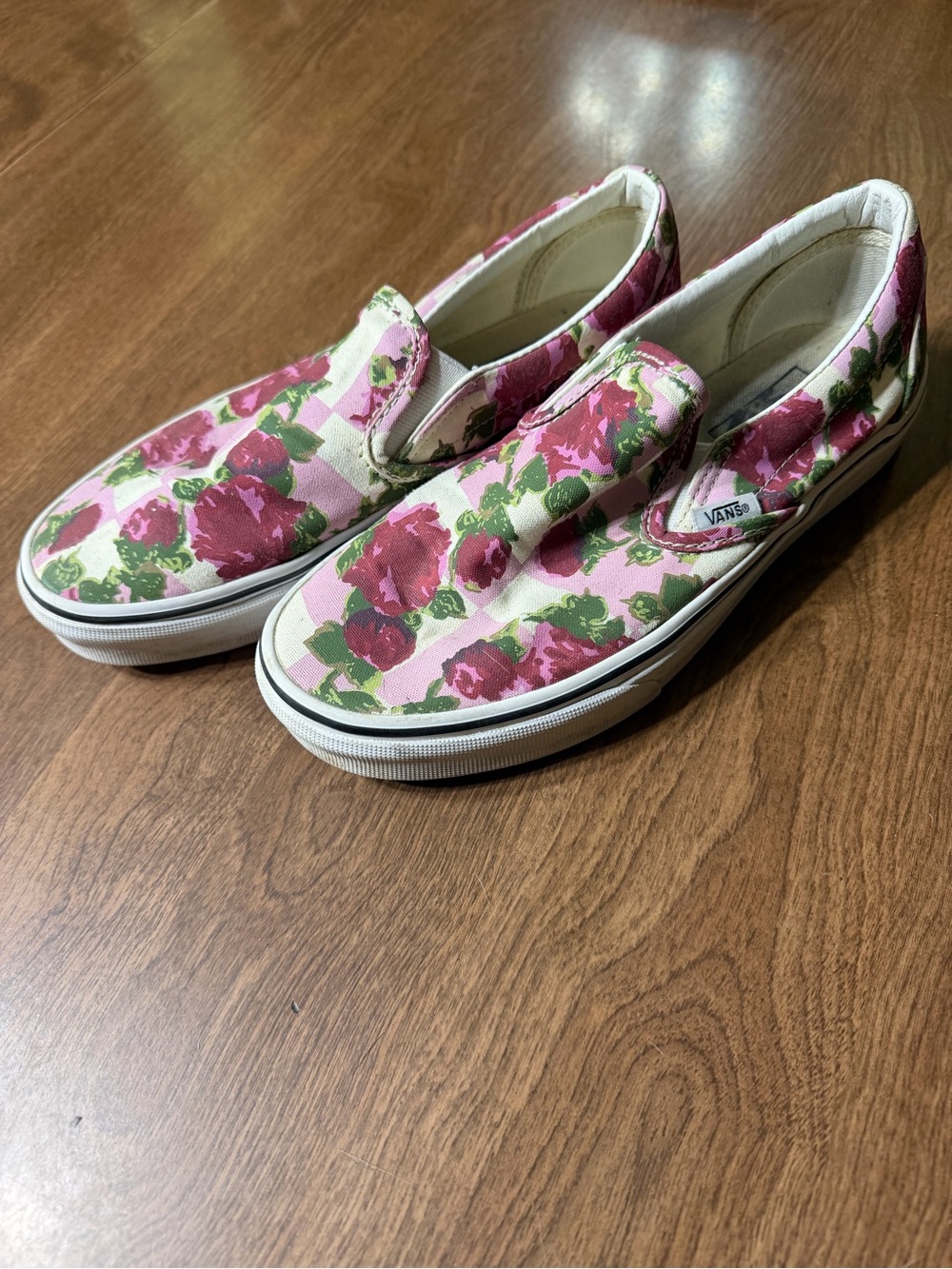 Vans Women's Slip-On Canvas Sneakers in Pink Rose Print